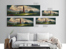 Load image into Gallery viewer, The Dark Tower, Ready To Hang Canvas Print, Panoramic Art, High Fantasy Concept Art
