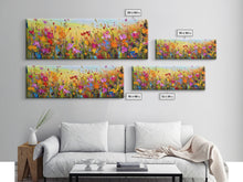 Carregar imagem no visualizador da galeria, Framed Canvas Print of Original painting, Large wall art, Boho wall décor, Flower painting, Home decor, Modern art, Bedroom decor, Panoramic

