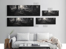 Cargar imagen en el visor de la galería, Spooky Halloween Decor, Black and White Photograph Of A Creepy Cematary, Graveyard Decor, Witchy Art
