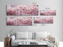 Cargar imagen en el visor de la galería, Cherry Blossoms In The Spring, Framed Canvas Print, Photography Print, Panoramic Wall Art, Above Sofa Decor
