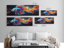 Cargar imagen en el visor de la galería, Betta Fish Painting Wall Art, Framed Canvas Print, Siamese Fighting Fish, Aquarium Wall Art, Colorful Pet Fish painting
