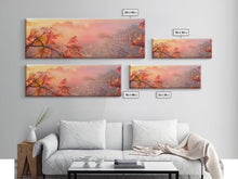 Load image into Gallery viewer, Dew Covered Spiderweb In The Fall, Framed Canvas Print, Autumn Centerpiece, Fall Leaves In The Autumn
