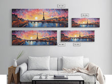 Load image into Gallery viewer, Eiffel Tower Abstract Paris France Panoramic Framed Canvas Print, Van Gogh Inspired Original Painting, Colorful Wall Art
