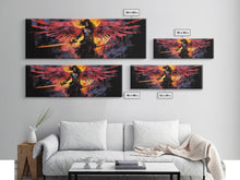 Load image into Gallery viewer, The Battle Angel, Framed Canvas Print, Game Room Art, Panoramic Painting, Panoramic Wall Art, Extra Large Wall Art
