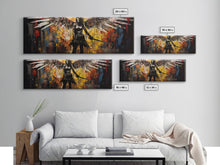 Cargar imagen en el visor de la galería, Graffiti Battle Angel, Framed Canvas Print, Game Room Art, Panoramic Painting, Panoramic Wall Art, Extra Large Wall Art

