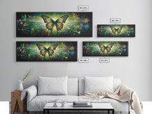 Cargar imagen en el visor de la galería, Panoramic Extra Wide Butterfly Wall Art Canvas Print, Framed Wall Art, Girl&#39;s Room Decor, Kid Room Art, Christmas Gift
