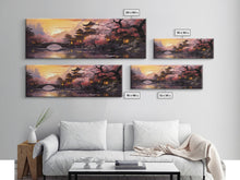 Load image into Gallery viewer, Dawn In Kyoto, Japan - Framed Canvas Print - Panoramic Painting Wall Art - Cute Wall Decor - Japanese Style Art
