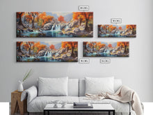 Carregar imagem no visualizador da galeria, Beautiful Fall Centerpiece Wall Art, Framed Canvas Print, Autumn Landscape Watercolor Painting, Minimalist Boho Style Wall Art, Minimalist
