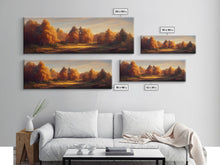 Carregar imagem no visualizador da galeria, A Forest In Autumn, Fall Decor, Extra Large Wall Art, Framed Panoramic Canvas Print, Framed Wall Decor
