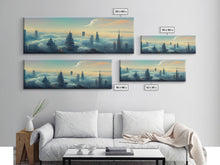 Load image into Gallery viewer, Cyberpunk City Above The Clouds, Futuristic Metropolis, Extra Large Wall Art, Framed Panoramic Canvas Print, Framed Wall Decor
