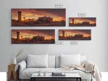 Load image into Gallery viewer, Wild West Abandoned Saloon, Extra Large Wall Art, Framed Panoramic Canvas Print, Framed Wall Art
