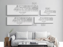 Load image into Gallery viewer, Panoramic Anchorage City Map, Alaska Art, Map Print, Minimalist Wall Art, Canvas Art, Housewarming Gift, Street Map Art, Closing Gift
