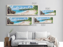 Carregar imagem no visualizador da galeria, Archer’s Bay Beach, Barbados Panoramic Beach Print, Vacation Gift, Barbados Wall Art, Framed Canvas Print, Framed Beach Painting
