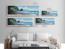 Carregar imagem no visualizador da galeria, Black Sand Beach, Malasyia Panoramic Beach Print, Vacation Gift, Malasyia Wall Art, Framed Canvas Print, Framed Beach Painting
