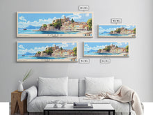 Load image into Gallery viewer, Corfu, Greece Panoramic Print, Vacation Gift, Greece Wall Art, Vacation Wall Art, Vacatation Memories, Beach Decor, Beach Or Lakehouse Art
