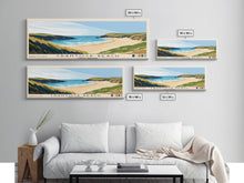 Load image into Gallery viewer, Crantock Beach, United Kingdom Panoramic Beach Print, Vacation Gift, United Kingdom Wall Art, Framed Canvas Print, Framed Beach Painting
