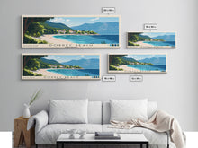 Load image into Gallery viewer, Dobrec Beach, Montenegro Panoramic Print, Vacation Gift, Montenegro Wall Art, Beach Painting, Beach Decor, Beach Or Lakehouse Art

