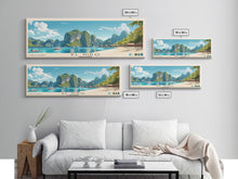 Load image into Gallery viewer, El Nido, Philippines Panoramic Print, Vacation Gift, Philippines Wall Art, Beach Painting, Beach Decor, Large Wall Art, Wood Frame Art
