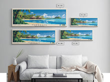 Cargar imagen en el visor de la galería, Fakarava, French Polynesia Panoramic Beach Print, Vacation Gift, French Polynesia Wall Art, Framed Canvas Print, Framed Beach Painting
