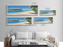 Load image into Gallery viewer, Muri Beach, Cook Islands Panoramic Beach Print, Vacation Gift, Cook Islands Wall Art, Framed Canvas Print, Framed Beach Painting
