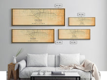 Load image into Gallery viewer, Panoramic Distressed Fresno California Map, Framed Canvas Print Or Poster, California Map Print, City Wall Art Map Print, Rustic Map Art
