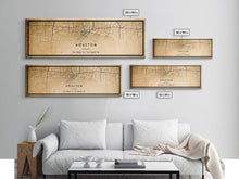 Load image into Gallery viewer, Distressed Panoramic Houston map print poster canvas print, framed road map art, map print poster canvas, Houston city map print canvas
