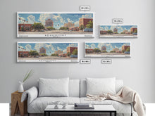 Carregar imagem no visualizador da galeria, Beaumont Texas Panoramic Painting, Watercolor Framed Canvas Print, Scenic City Art, Travel Poster, Wall Hanging, Living Room Art, Gift Idea
