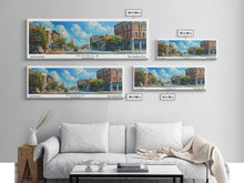 Carregar imagem no visualizador da galeria, Mobile Alabama Panoramic Framed Canvas Print, Watercolor City Art, Office Wall Decor, Travel Poster, Living Room Decor, City Print
