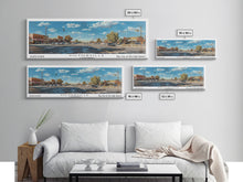 Carregar imagem no visualizador da galeria, Victorville California Panoramic Wall Art, Framed Canvas Print, Retro Style Travel Poster, Unique Home Decor, Artistic Office Piece, Original Gift
