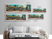 Carregar imagem no visualizador da galeria, Baltimore Maryland Panoramic Wall Art Framed Canvas Print, Mid Century Modern Art, Pop Art Style, Travel Poster, Home Decor, Retro Style

