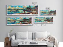 Cargar imagen en el visor de la galería, Chesapeake Virginia Panoramic Travel Poster Framed Canvas Print, Mid Century Modern Art, Pop Art Style, Wall Art Decor, Home Decoration
