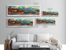 Cargar imagen en el visor de la galería, Chula Vista California Panoramic Wall Art Framed Canvas Print, Mid Century Modern Art, Pop Art Style, Travel Poster, Home Decor, Retro Style
