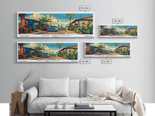Load image into Gallery viewer, San Antonio Texas Panoramic Wall Art, Mid Century Modern Framed Canvas Print, Retro Pop Art Travel Poster, Home Decor
