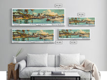 Carregar imagem no visualizador da galeria, Cape Coral Florida Panoramic Wall Art, Retro Pop Art Framed Canvas Print, Mid Century Modern Travel Poster, Living Room Decor, Office Wall Art
