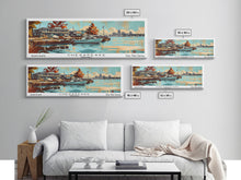 Load image into Gallery viewer, Chesapeake Virginia Panoramic Wall Art, Mid Century Modern Framed Canvas Print, Retro Pop Art Travel Poster, Office Art, Living Room Decor
