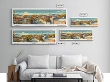 Carregar imagem no visualizador da galeria, Athens Georgia Panoramic Painting, Mid Century Modern Framed Canvas Print, Retro Pop Art Travel Poster, Living Room Wall Art Decor, City Print
