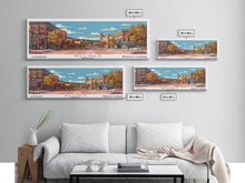 Carregar imagem no visualizador da galeria, Billings Montana Panoramic Painting, Mid Century Modern Framed Canvas Print, Retro Pop Art Travel Poster, Living Room Wall Art, City Art
