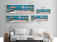 Carregar imagem no visualizador da galeria, Cape Coral Florida Panoramic Painting, Mid Century Modern Framed Canvas Print, Retro Pop Art Travel Poster, Home Decor, City Print

