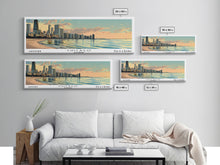 Cargar imagen en el visor de la galería, Chicago Florida Panoramic Painting, Mid Century Modern Framed Canvas Print, Retro Pop Art Travel Poster, Living Room Wall Art, City Art
