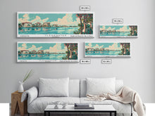 Cargar imagen en el visor de la galería, Clearwater Florida Panoramic Painting, Mid Century Modern Framed Canvas Print, Retro Pop Art Travel Poster, Home Decor, City Art
