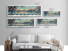 Cargar imagen en el visor de la galería, Columbia South Carolina Panoramic Painting, Mid Century Modern Framed Canvas Print, Retro Pop Art Travel Poster, City Art Gift, Home Decor
