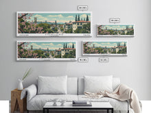Cargar imagen en el visor de la galería, Concord California Panoramic Painting, Mid Century Modern Framed Canvas Print, Retro Pop Art Travel Poster, City Wall Decor, Office Decor
