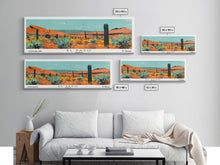 Load image into Gallery viewer, El Paso Texas Panoramic Painting, Mid Century Modern Framed Canvas Print, Retro Pop Art Travel Poster, Living Room Wall Decor

