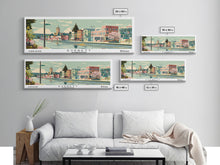 Carregar imagem no visualizador da galeria, Everett Washington Panoramic Painting, Mid Century Modern Framed Canvas Print, Retro Pop Art Travel Poster, Home Wall Decor
