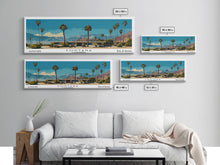 Carregar imagem no visualizador da galeria, Fontana California Panoramic Painting, Mid Century Modern Framed Canvas Print, Retro Pop Art Travel Poster, Living Room Wall Art
