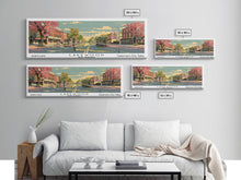 Load image into Gallery viewer, Lakewood New Jersey Panoramic Wall Art, Mid Century Modern Framed Canvas Print, Retro Pop Art Travel Poster, Living Room Art
