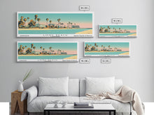 Carregar imagem no visualizador da galeria, Long Beach California Panoramic Painting, Mid Century Modern Framed Canvas Print, Retro Pop Art Travel Poster, Office Decor
