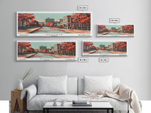 Carregar imagem no visualizador da galeria, Augusta Georgia Panoramic Painting, Framed Canvas Print, Mid Century Modern Wall Art, Retro Pop Art Travel Poster, Living Room Decor, City Art

