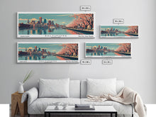 Load image into Gallery viewer, Baltimore Maryland Panoramic Painting, Framed Canvas Print, Mid Century Modern Wall Art, Retro Pop Art Travel Poster, Home Decor, City Art
