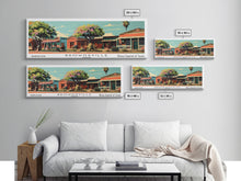 Carregar imagem no visualizador da galeria, Brownsville Texas Panoramic Painting, Framed Canvas Print, Mid Century Modern Wall Art, Retro Pop Art Travel Poster, Living Room Decor, City Art
